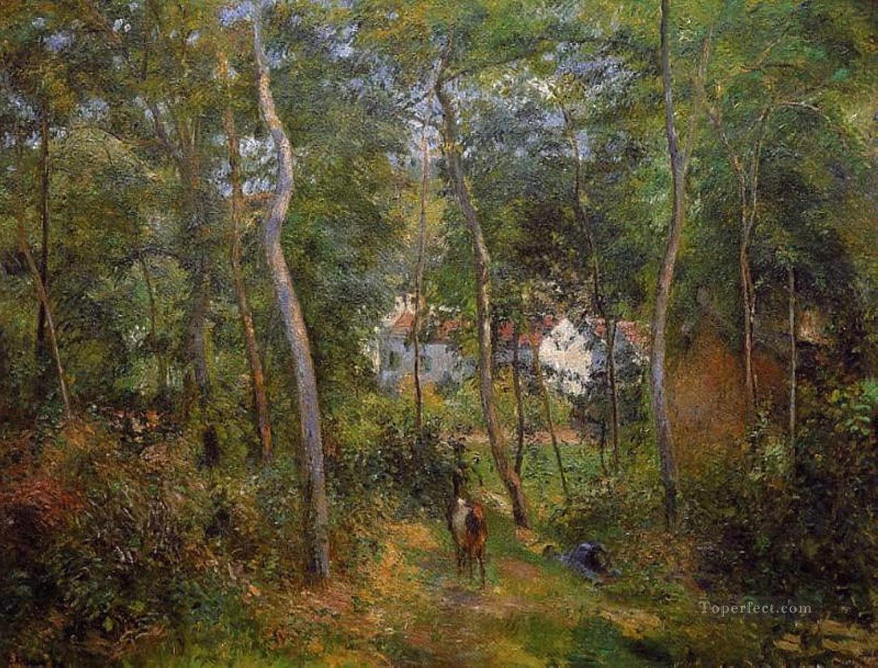 the backwoods of l hermitage pontoise 1879 Camille Pissarro woods forest Oil Paintings